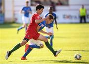 13 May 2019; Tomás Araújo of Portugal in action against Michael Brentan of Italy during the 2019 UEFA European Under-17 Championships Quarter-Final match between Italy and Portugal at Tolka Park in Dublin. Photo by Stephen McCarthy/Sportsfile