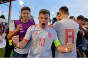 13 May 2019; Germán Valera Karabinaite of Spain celebrates following the 2019 UEFA European Under-17 Championships Quarter-Final match between Hungary and Spain at UCD Bowl in Dublin. Photo by Ben McShane/Sportsfile