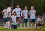 13 May 2019; Spain players during the penalty shootout of the 2019 UEFA European Under-17 Championships Quarter-Final match between Hungary and Spain at UCD Bowl in Dublin. Photo by Ben McShane/Sportsfile