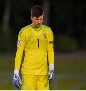 13 May 2019; Krisztián Hegyi of Hungary reacts after failing to stop a penalty during the penalty shootout of the 2019 UEFA European Under-17 Championships Quarter-Final match between Hungary and Spain at UCD Bowl in Dublin. Photo by Ben McShane/Sportsfile
