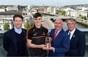 14 May 2018; Sean O'Shea of Kerry and Aaron Gillane of Limerick have been voted as the PwC GAA/GPA Players of the Month for April in football and hurling respectively. Pictured are, from left, Seamus Hickey, Chairman, GPA, Sean O'Shea of Kerry, Ger O'Mahoney, Senior Partner, PwC Cork, and Liam Lenihan, Chairman of the Munster Council, respresenting the GAA, at the PwC GAA/GPA Player of the Month Awards at a reception in the PwC Offices, Cork. Photo by Brendan Moran/Sportsfile