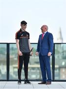 14 May 2018; Sean O'Shea of Kerry and Aaron Gillane of Limerick have been voted as the PwC GAA/GPA Players of the Month for April in football and hurling respectively. Pictured with his award is Sean O'Shea of Kerry and Ger O'Mahoney, Senior Partner, PwC Cork, at the PwC GAA/GPA Player of the Month Awards at a reception in the PwC Offices, Cork. Photo by Brendan Moran/Sportsfile
