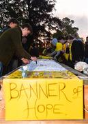 11 May 2019; Thousands of people across 202 locations worldwide walked together in hope against suicide at this year’s Darkness Into Light, proudly supported by Electric Ireland, raising vital funds to ensure Pieta can continue to provide critical support in the fight against suicide. Participants sign the banner of hope at the Darkness Into Light event at Marlay Park in Rathfarnham, Dublin. Photo by Eóin Noonan/Sportsfile