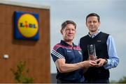 14 May 2019; The Lidl / Irish Daily Star Manager of the Month for April was announced today as Tim Rabbitt from Galway. Under Tim’s guidance, Galway finished on top of Division 1 of the Lidl National League, before defeating Donegal to reach the Final of the competition. Galway played two games in April – and both of them were victories over Donegal. Tim is pictured being presented with his award by Marek Kozinski, Store Manager, at the Lidl Store in Oranmore, Co. Galway. Photo by David Fitzgerald/Sportsfile