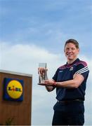 14 May 2019; The Lidl / Irish Daily Star Manager of the Month for April was announced today as Tim Rabbitt from Galway. Under Tim’s guidance, Galway finished on top of Division 1 of the Lidl National League, before defeating Donegal to reach the Final of the competition. Galway played two games in April – and both of them were victories over Donegal. Tim is pictured with his award at the Lidl store in Oranmore, Co. Galway. Photo by David Fitzgerald/Sportsfile