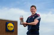 14 May 2019; The Lidl / Irish Daily Star Manager of the Month for April was announced today as Tim Rabbitt from Galway. Under Tim’s guidance, Galway finished on top of Division 1 of the Lidl National League, before defeating Donegal to reach the Final of the competition. Galway played two games in April – and both of them were victories over Donegal. Tim is pictured with his award at the Lidl store in Oranmore, Co. Galway. Photo by David Fitzgerald/Sportsfile