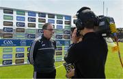 12 May 2019; Clare joint manager Gerry O’Connor is interviewed before the Munster GAA Hurling Senior Championship Round 1 match between Waterford and Clare at Walsh Park in Waterford. Photo by Ray McManus/Sportsfile