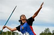 15 May 2019; Kya Mothiram of St Vincent’s SS, Dublin, competing in the Minor Girls Javelin event during the Irish Life Health Leinster Schools Track and Field Championships Day 1 at Morton Stadium in Santry, Dublin. Photo by Eóin Noonan/Sportsfile
