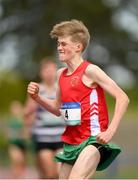 15 May 2019; Miles Hewlett, CBS Newross, Wexford, celebbrates winning the Junior Boys 1,500m during the Irish Life Health Leinster Schools Track and Field Championships Day 1 at Morton Stadium in Santry, Dublin. Photo by Eóin Noonan/Sportsfile