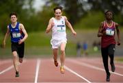 15 May 2019; Eddie Crosthwaite, 5, Blackrock College, Dublin, on his way to winning the Junior Boys 200m during the Irish Life Health Leinster Schools Track and Field Championships Day 1 at Morton Stadium in Santry, Dublin. Photo by Eóin Noonan/Sportsfile