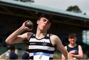 15 May 2019; Finlay O'Brien, Presentation Killina, Offaly, competing in the U16 Boys Shot during the Irish Life Health Leinster Schools Track and Field Championships Day 1 at Morton Stadium in Santry, Dublin. Photo by Eóin Noonan/Sportsfile