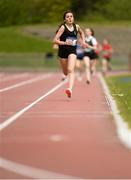 15 May 2019; Cara Williams, CCC, Dublin, on her way to winning the Minor Girls 1,100m event during the Irish Life Health Leinster Schools Track and Field Championships Day 1 at Morton Stadium in Santry, Dublin. Photo by Eóin Noonan/Sportsfile