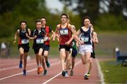 15 May 2019; Athletes competing in the Minor Boys 1100m event during the Irish Life Health Leinster Schools Track and Field Championships Day 1 at Morton Stadium in Santry, Dublin. Photo by Eóin Noonan/Sportsfile