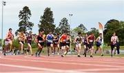 15 May 2019; Athletes competing in the U16 Boys Mile during the Irish Life Health Leinster Schools Track and Field Championships Day 1 at Morton Stadium in Santry, Dublin. Photo by Eóin Noonan/Sportsfile