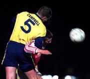 13 March 1998; Dave Campbell of Shelbourne in action against Trevor Croly of St Patrick's Athletic during the Harp Lager National League Premier Division match between St Patrick's Athletic and Shelbourne at Richmond Park in Dublin. Photo by David Maher/Sportsfile