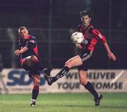 11 December 1998; Trevor Croly of St Patrick's Athletic in action against Shaun Maher of Bohemians during the Harp Lager National League Premier Division match between Bohemians and St Patrick's Athletic at Dalymount Park in Dublin.Photo by Ray McManus/Sportsfile