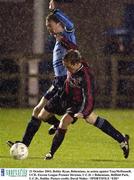 21 October 2003; Bobby Ryan, Bohemians, in action against TonyMcDonnell, UCD. Eircom League Premier Division, U.C.D. v Bohemians, Belfield Park, U.C.D., Dublin. Picture credit; David Maher / SPORTSFILE *EDI*