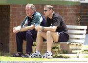 22 October 2003; Kieran McGeeney, who did not take part, in conversation with team doctor Con Murphy during a training session in preparation for the Foster's International Rules game between Australia and Ireland. Swan Districts Football Club, Bassendean Oval, Bassendean, Perth, Western Australia. Picture credit; Ray McManus / SPORTSFILE *EDI*