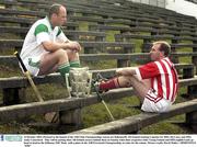 23 October 2003; Pictured at the launch of the AIB Club Championships season are KilkennyÕs All-Ireland winning Captains for 2003, DJ Carey and 2002, Andy Comerford.  They will be putting their All-Ireland success behind them on Sunday when their respective clubs Young Ireland and OÕLoughlin Gaels go head to head in the Kilkenny SHC final,  with a place in the AIB Provincial Championships at stake for the winner. Picture credit; David Maher / SPORTSFILE *EDI*