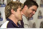 23 October 2003; The Australian captain Shane Crawford  and manager Gary Lyon during the press conference, in advance of the Foster's International Rules game between Australia and Ireland, at the Sheraton-Perth Hotel, Perth, Western Australia. Picture credit; Ray McManus / SPORTSFILE *EDI*