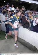 23 October 2003; Colin Corkery, Ireland, runs on to the field before the game. Foster's International Rules,  Australia and Ireland, Subiaco Oval, Perth, Western Australia. Picture credit; Ray McManus / SPORTSFILE *EDI*