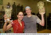 25 October 2003; Canada's Lisa Fraser Gilmore, right, and Jessica Gawley celebrate after victory. World Handball Championships 2003. Lisa Fraser Gilmore / Jessica Gawley, (Canada) v Fiona Shannon / Sibeal McKenna, (Antrim), Women's Doubles Final, Croke Park, Dublin. Picture credit; Damien Eagers / SPORTSFILE *EDI*