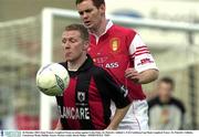 26 October 2003; Sean Francis, Longford Town, in action against Colm Foley, St. Patrick's Athletic's. FAI Carlsberg Cup Final, Longford Town v St. Patrick's Athletic, Lansdowne Road, Dublin. Soccer. Picture credit; David Maher / SPORTSFILE *EDI*