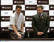 26 October 2003; Declan Browne and GAA President Sean Kelly during the Guinness Munster Hurling Championship draw at the Sheraton-Perth Hotel, Perth, Western Australia, Australia. Picture credit; Ray McManus / SPORTSFILE *EDI*