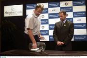 26 October 2003; Colin Corkery and GAA President Sean Kelly during the Bank of Ireland Munster Football Championship draw at the Sheraton-Perth Hotel, Perth, Western Australia, Australia. Picture credit; Ray McManus / SPORTSFILE *EDI*
