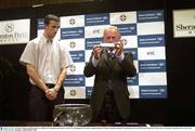 26 October 2003; Joe Bergin and Gerry Mahon, the Connacht represatentive on the GAA Management Commitee, during the Bank of Ireland Connacht Football Championship draw at the Sheraton-Perth Hotel, Perth, Western Australia, Australia. Picture credit; Ray McManus / SPORTSFILE *EDI*