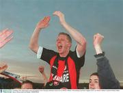 26 October 2003; Sean Francis, scorer of Longford Town's first goal, celebrates victory over St. Patrick's Athletic. FAI Carlsberg Cup Final, Longford Town v St. Patrick's Athletic, Lansdowne Road, Dublin. Soccer. Picture credit; Pat Murphy / SPORTSFILE
