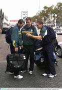 27 October 2003; Steven McDonnell, Paul McGrane and Kieran McGeeney on the teams departure from Perth en-route to Melbourne prior to the Fosters International Rules game between Australia and Ireland. Perth Domestic Airport, Perth, Western Australia, Australia. Picture credit; Ray McManus / SPORTSFILE *EDI*