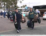 27 October 2003; Graham Canty and Anthony Lynch on the teams departure from Perth en-route to Melbourne prior to the Fosters International Rules game between Australia and Ireland. Perth Domestic Airport, Perth, Western Australia, Australia. Picture credit; Ray McManus / SPORTSFILE *EDI*