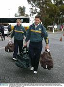 27 October 2003; Enda Murphy and Stephen Kelly on the teams departure from Perth en-route to Melbourne prior to the Fosters International Rules game between Australia and Ireland. Perth Domestic Airport, Perth, Western Australia, Australia. Picture credit; Ray McManus / SPORTSFILE *EDI*