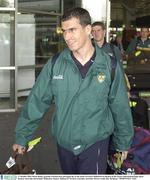 27 October 2003; Dessie Dolan, sporting a bruised nose and upper lip, on the teams arrival at Melbourne in advance of the Fosters International Rules game between Australia and Ireland. Melbourne Airport, Melbourne, Western Australia, Australia. Picture credit; Ray McManus / SPORTSFILE *EDI*