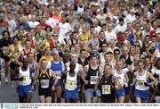 27 October 2003; Runners make their way down Nassau Street from the start of the adidas Dublin City Marathon 2003. Athletics. Picture credit; David Maher / SPORTSFILE *EDI*