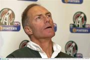 29 October 2003; Irish manager John O'Keeffe in pensive mood at the final press conference in advance of the Fosters International Rules second test between Australia and Ireland. Telstra Stadium, Melbourne, Australia. Picture credit; Ray McManus / SPORTSFILE *EDI*