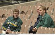 29 October 2003; Kevin Hughes, left,  and Anthony Lynch, who both took no part, with the Irish team doctor Con Murphy during a training session in prepatation for the Fosters International Rules game between Australia and Ireland. Melbourne Cricket Grounds, Melbourne, Australia. Picture credit; Ray McManus / SPORTSFILE *EDI*
