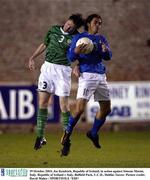 29 October 2003; Joe Kendrick, Republic of Ireland, in action against Simone Masini, Italy. Republic of Ireland v Italy, Belfield Park, U.C.D., Dublin. Soccer. Picture credit; David Maher / SPORTSFILE *EDI*