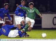 29 October 2003; Daryl McMahon, Republic of Ireland, in action against Matteo Paro, Italy. Republic of Ireland v Italy, Belfield Park, U.C.D., Dublin. Soccer. Picture credit; David Maher / SPORTSFILE *EDI*