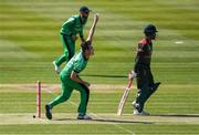 15 May 2019; Josh Little of Ireland bowls a delivery during the One Day International match between Ireland and Bangladesh at Clontarf Cricket Club, Clontarf in Dublin. Photo by Piaras Ó Mídheach/Sportsfile