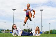 16 May 2019; In attendance during the Aldi Community Games Festival Launch is hurdler Sarah Lavin, with Shannon Sweeney, aged 12, left, and Olivia Flannery, aged 10, bothfrom Limerick, at Maguires Field, University of Limerick in Limerick. Photo by Sam Barnes/Sportsfile