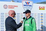 15 May 2019; Ireland captain William Porterfield is interviewed by John Kenny after the One Day International match between Ireland and Bangladesh at Clontarf Cricket Club, Clontarf in Dublin. Photo by Piaras Ó Mídheach/Sportsfile