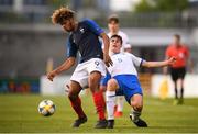 16 May 2019; Lorenzo Moretti of Italy in action against Georginio Rutter of France during the 2019 UEFA European Under-17 Championships Semi-Final match between France and Italy at Tallaght Stadium in Dublin. Photo by Stephen McCarthy/Sportsfile