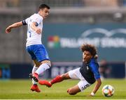 16 May 2019; Enzo Milot of France in action against Simone Panada of Italy during the 2019 UEFA European Under-17 Championships Semi-Final match between France and Italy at Tallaght Stadium in Dublin. Photo by Stephen McCarthy/Sportsfile