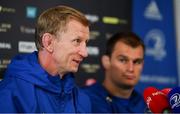 17 May 2019; Head coach Leo Cullen, left, and Rhys Ruddock during a Leinster Rugby press conference at the RDS Arena in Dublin. Photo by Ramsey Cardy/Sportsfile