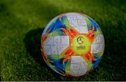 13 May 2019; A detailed view of the match ball prior to the 2019 UEFA European Under-17 Championships Quarter-Final match between Hungary and Spain at UCD Bowl in Dublin. Photo by Ben McShane/Sportsfile