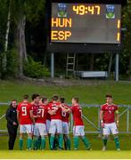 13 May 2019; Hungary players celebrate after their side's first goal during the 2019 UEFA European Under-17 Championships Quarter-Final match between Hungary and Spain at UCD Bowl in Dublin. Photo by Ben McShane/Sportsfile