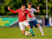13 May 2019; György Komáromi of Hungary in action against Alvaro Carrillo Alacid of Spain during the 2019 UEFA European Under-17 Championships Quarter-Final match between Hungary and Spain at UCD Bowl in Dublin. Photo by Ben McShane/Sportsfile