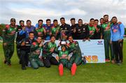15 May 2019; Bangladesh players, including Mushfiqur Rahim, centre, celebrate with the Tri-Series Trophy following the One-Day International Tri-Series Final match between West Indies and Bangladesh at Malahide Cricket Ground, Malahide, Dublin. Photo by Sam Barnes/Sportsfile